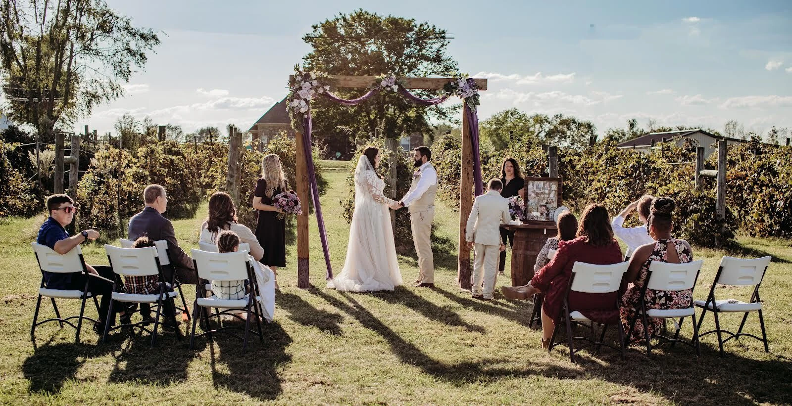 Outside Wedding in the vines at Bluegrass Vineyard in Smiths Grove Kentucky